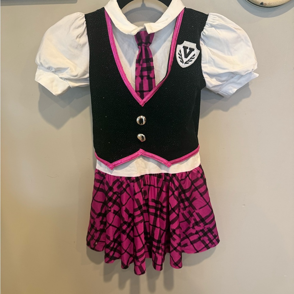 Charming Pink and Black Plaid Kids Dance Costume